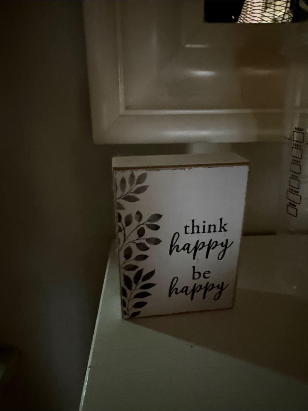 Think Happy Be Happy Decorative Wall Block - White